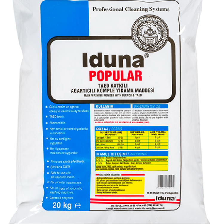 IDUNA POPULAR Taed Katkılı Ağartılıcı Toz Ana Yıkama Ürünü