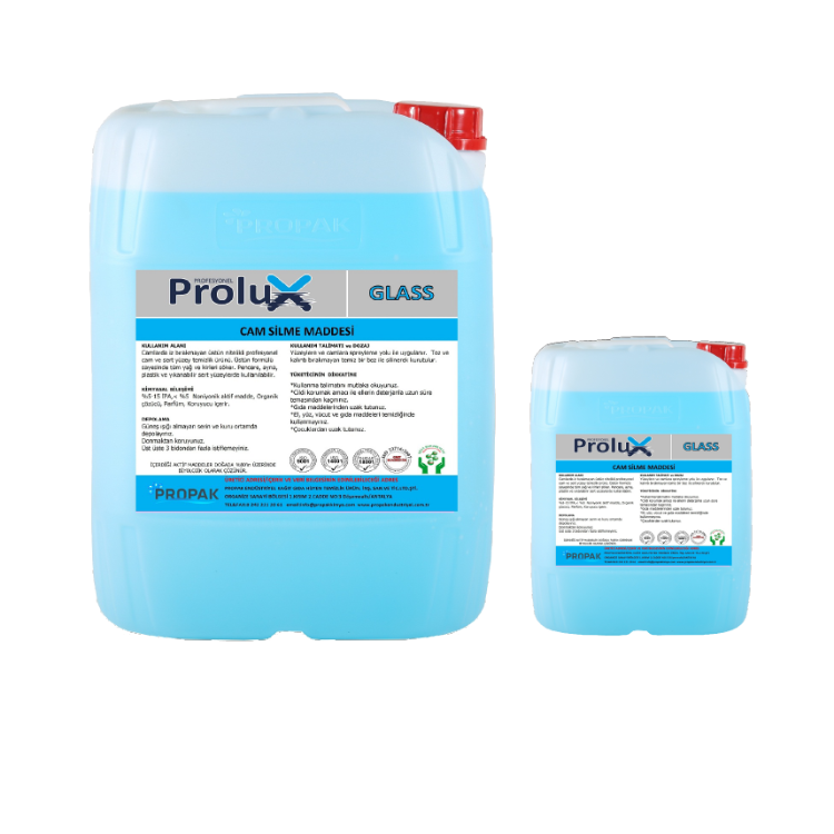 PROLUX GLASS CAM TEMİZLEME MADDESİ 20 LT VE 5 LT 