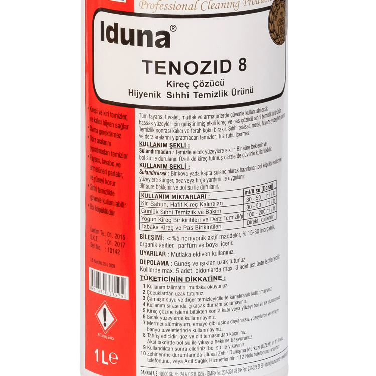 TENOZID 8 Kireç Çözücü, Hijyenik Sıhhi Temizlik Ürünü